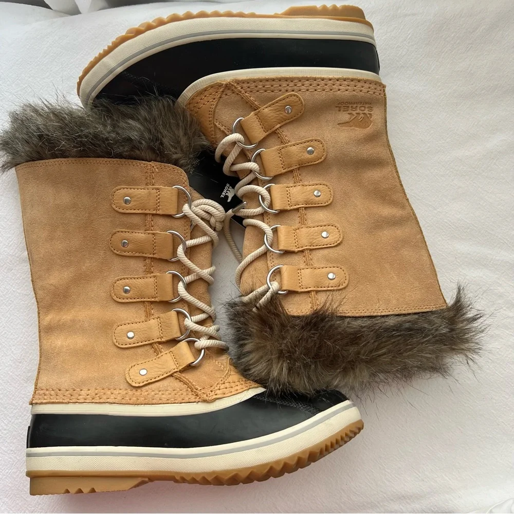 Sorel Joan of Arctic Faux Fur Waterproof Snow Boot in Camel Brown Suede New 6.5